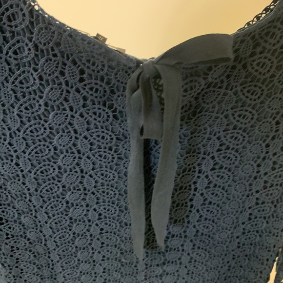 Massimo Dutti Crochet Lace Navy Blue Overlay 3/4 Sleeves Dress size M - Picture 9 of 17